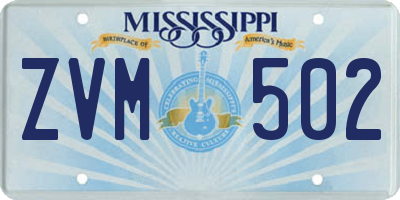 MS license plate ZVM502