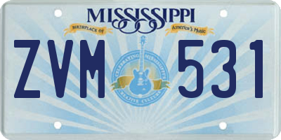 MS license plate ZVM531