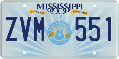 MS license plate ZVM551