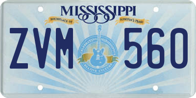 MS license plate ZVM560