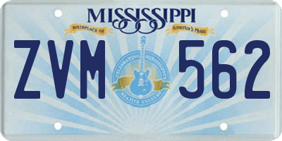 MS license plate ZVM562