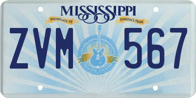 MS license plate ZVM567