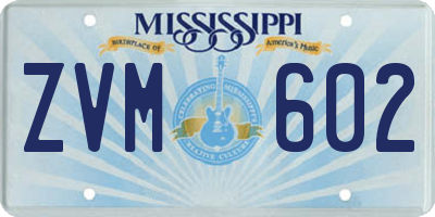 MS license plate ZVM602