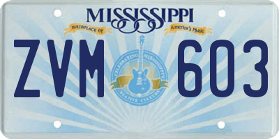 MS license plate ZVM603