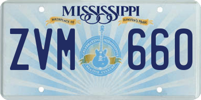 MS license plate ZVM660