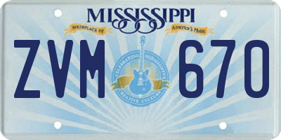 MS license plate ZVM670