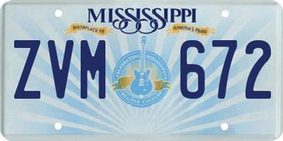 MS license plate ZVM672