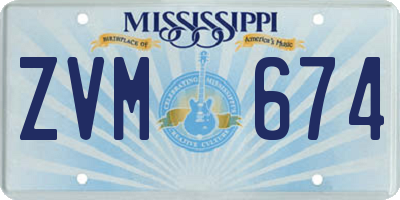 MS license plate ZVM674
