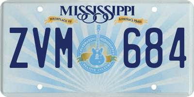 MS license plate ZVM684