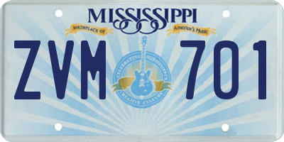 MS license plate ZVM701