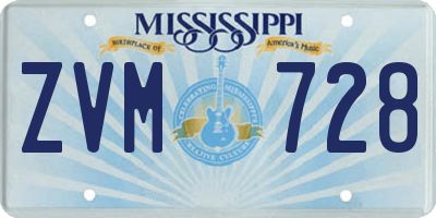 MS license plate ZVM728