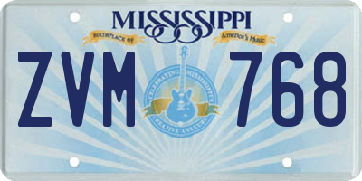 MS license plate ZVM768
