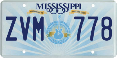 MS license plate ZVM778