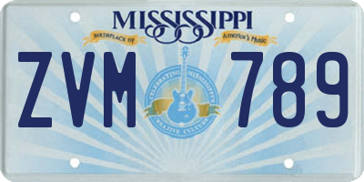 MS license plate ZVM789