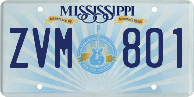 MS license plate ZVM801