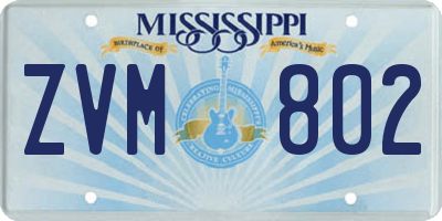 MS license plate ZVM802