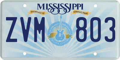MS license plate ZVM803