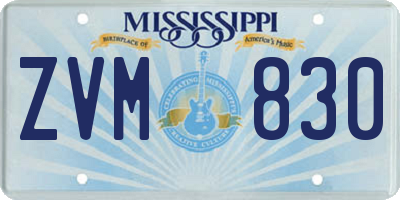 MS license plate ZVM830