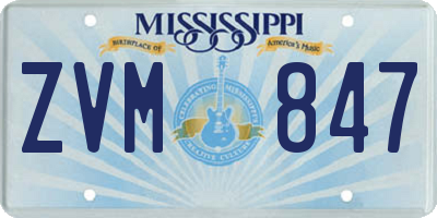 MS license plate ZVM847