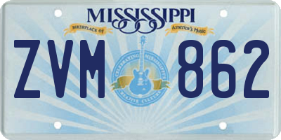 MS license plate ZVM862
