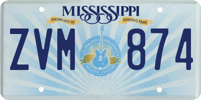 MS license plate ZVM874