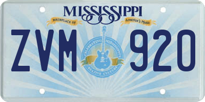 MS license plate ZVM920