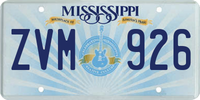 MS license plate ZVM926