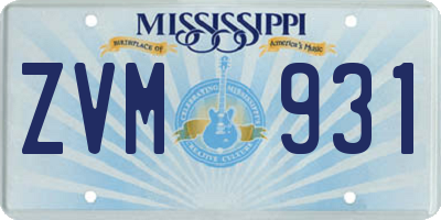 MS license plate ZVM931