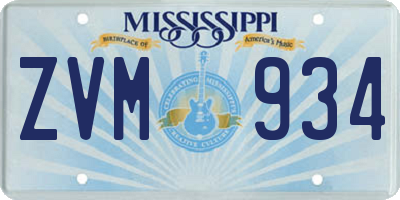 MS license plate ZVM934