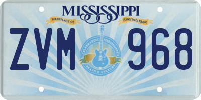 MS license plate ZVM968