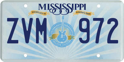 MS license plate ZVM972
