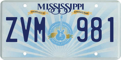 MS license plate ZVM981