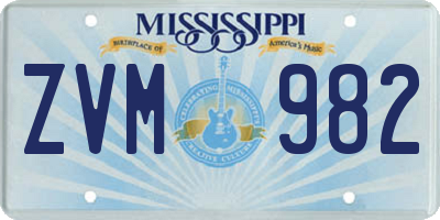 MS license plate ZVM982
