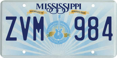 MS license plate ZVM984