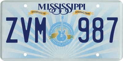 MS license plate ZVM987