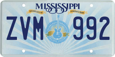 MS license plate ZVM992