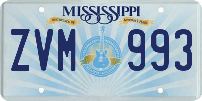 MS license plate ZVM993