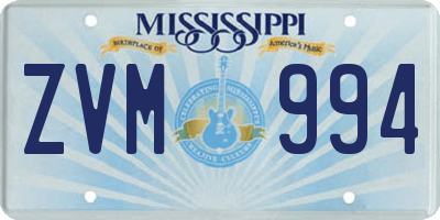MS license plate ZVM994
