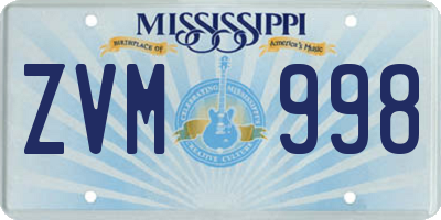 MS license plate ZVM998