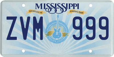 MS license plate ZVM999