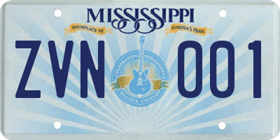 MS license plate ZVN001