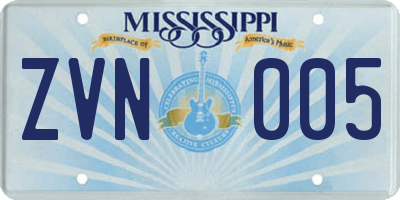 MS license plate ZVN005