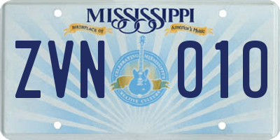 MS license plate ZVN010