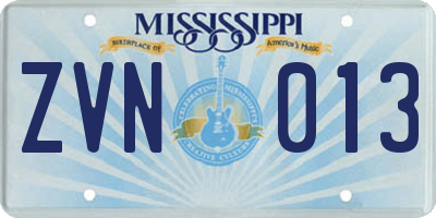 MS license plate ZVN013