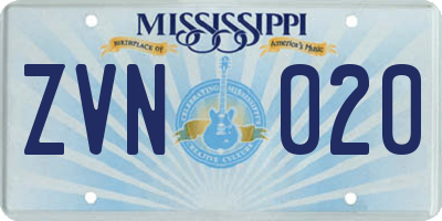 MS license plate ZVN020