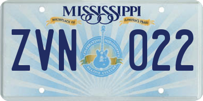 MS license plate ZVN022