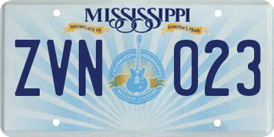 MS license plate ZVN023