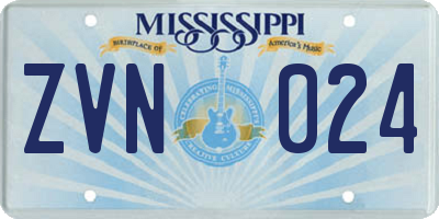 MS license plate ZVN024