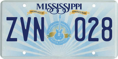 MS license plate ZVN028