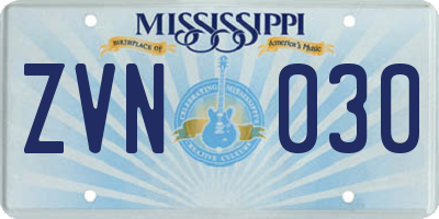 MS license plate ZVN030
